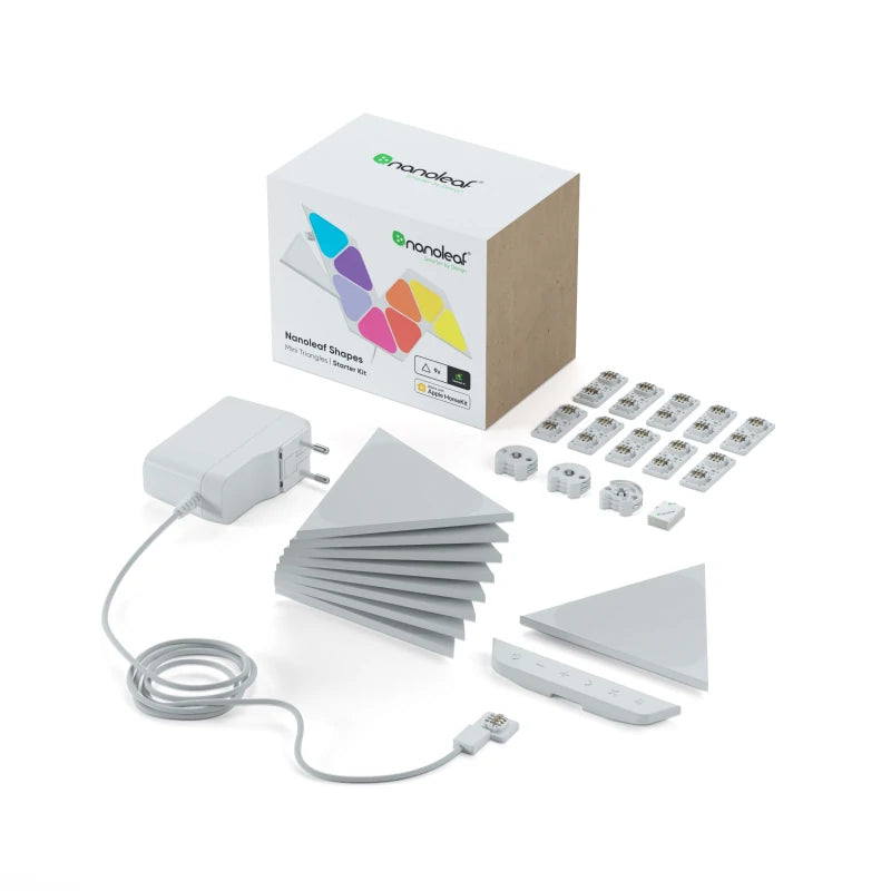 Nanoleaf Shapes I Mini Triangles I White Smart Lights Starter Kit (9 Panels)