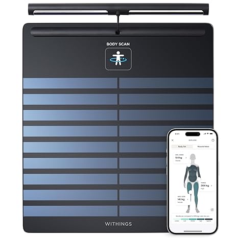 Withings Body Scan Smart Scales With 6-Lead ECG, Segmental Body Composition Analysis