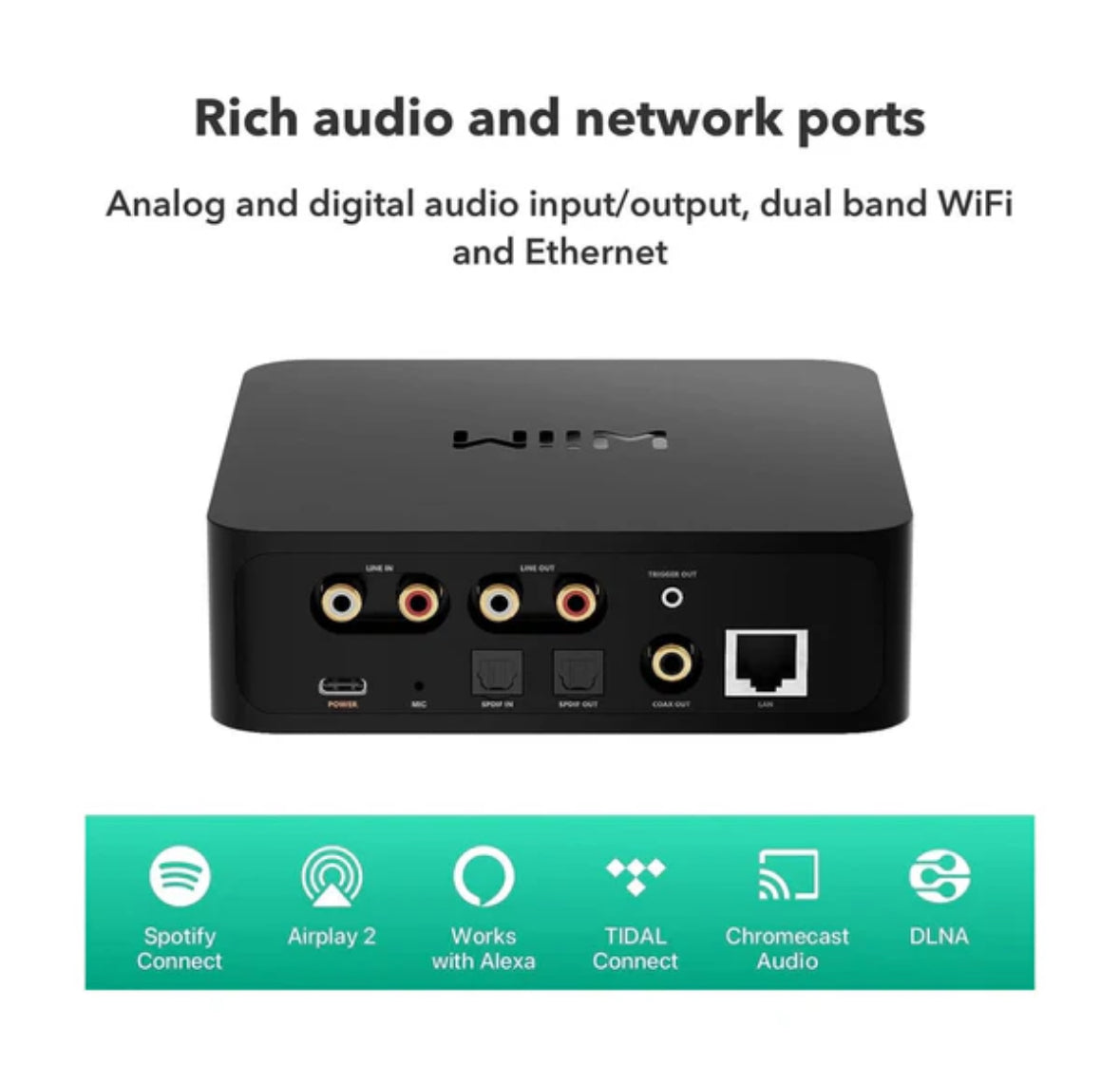 Wiim Pro Plus - Wireless Hi-Res Audio Streamer with Premium AKM DAC, Multiroom Stereo, Preamplifier with Alexa Support
