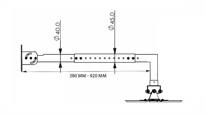 Tono Heavy Duty Steel Construction PBG W02 Projector Wall Mount Bracket (16"-37")